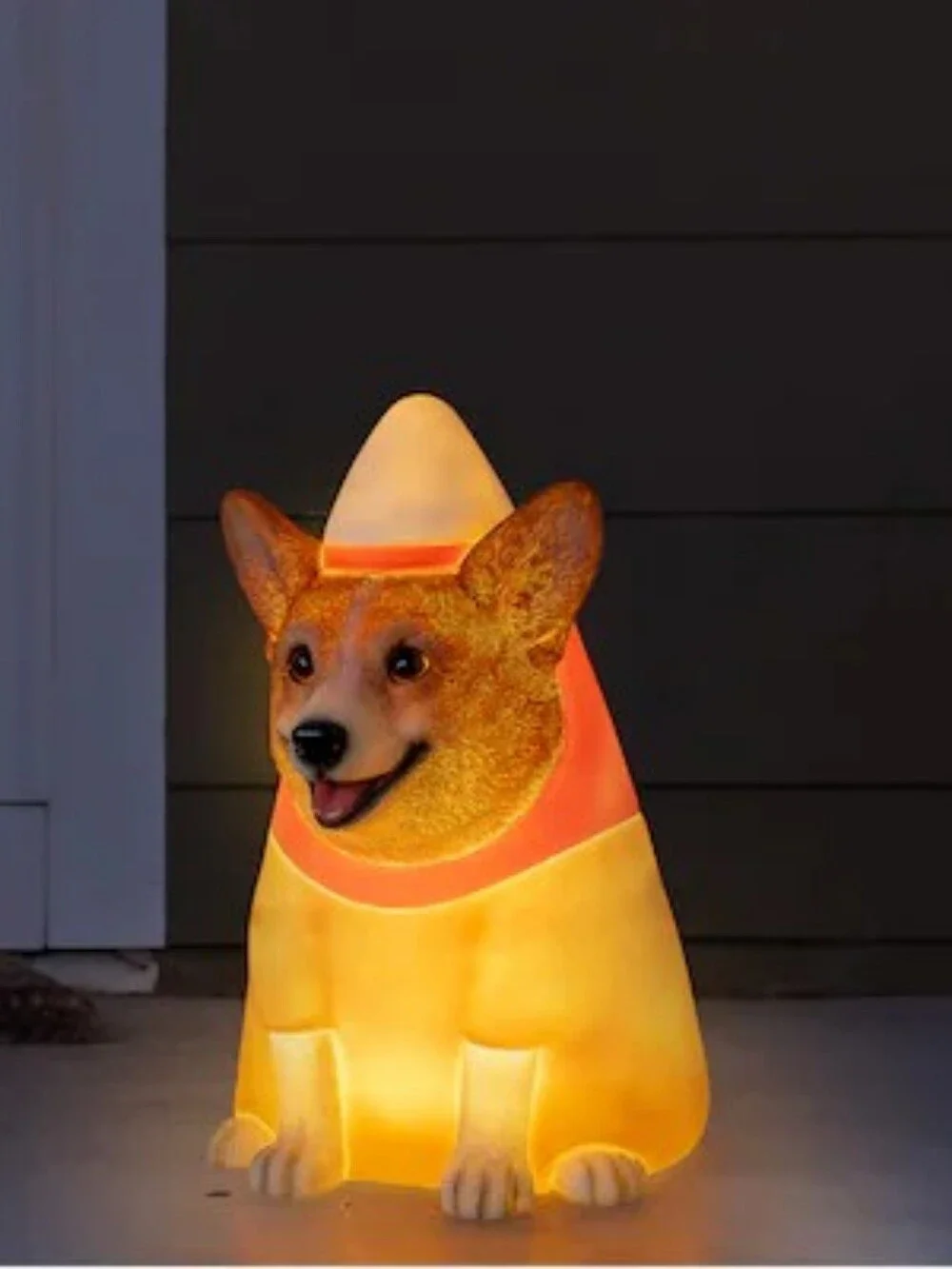 Corgi Lighted Candy Corn Halloween Decor New